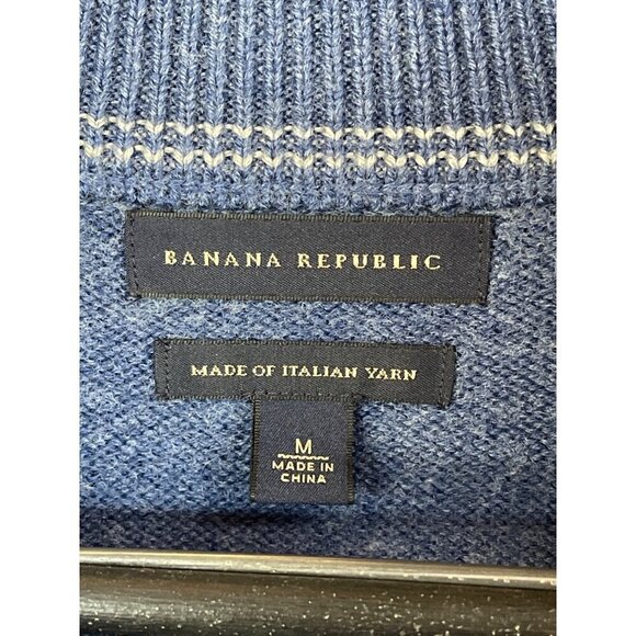BANANA REPUBLLIC 50%‎ ITALIAN WOOL MEN'S SZ M BLUE WITH SNAP DETAIL - Picture 2 of 15